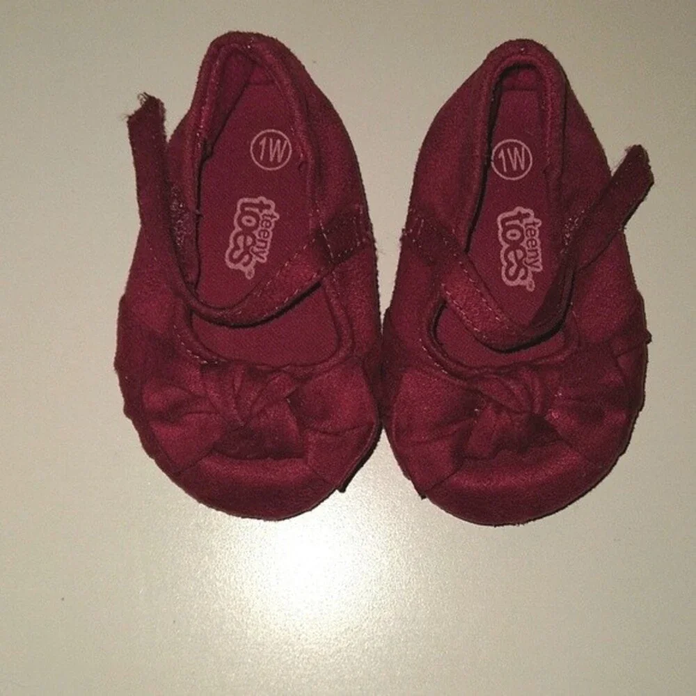 Teeny Toes Pink Mary Jane Bow Flats Sz 1W